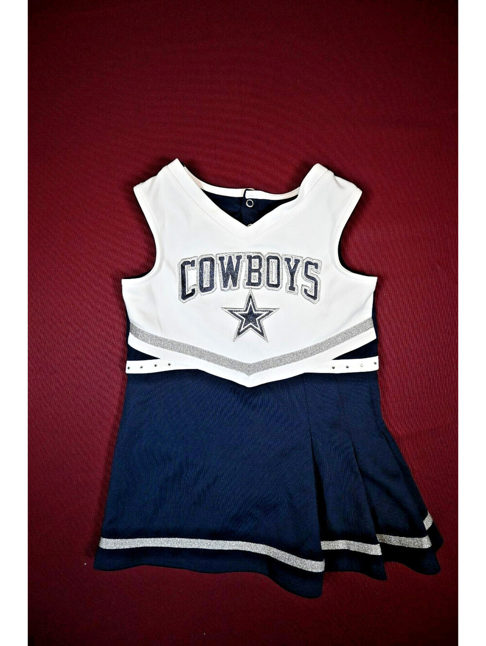 Dallas Cowboys Cheerleader Dress Toddler Girls Navy White Silver Glitter